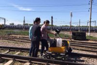 The onsite testing OKOndt GROUP inspection railway trolley UDS2-73 for ultrasonic rail flaw detection