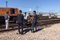 The onsite testing OKOndt GROUP inspection railway trolley UDS2-73 for ultrasonic rail flaw detection