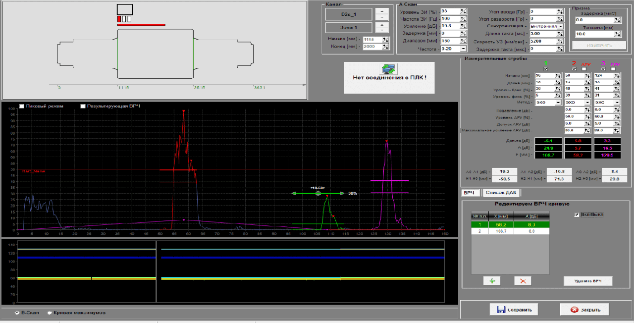 Ultrasonic channels setup program B-35 