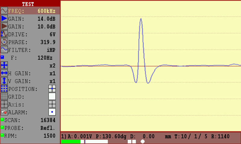 Eddy-current flaw detector Eddycon C Different modes of full-screen presentation