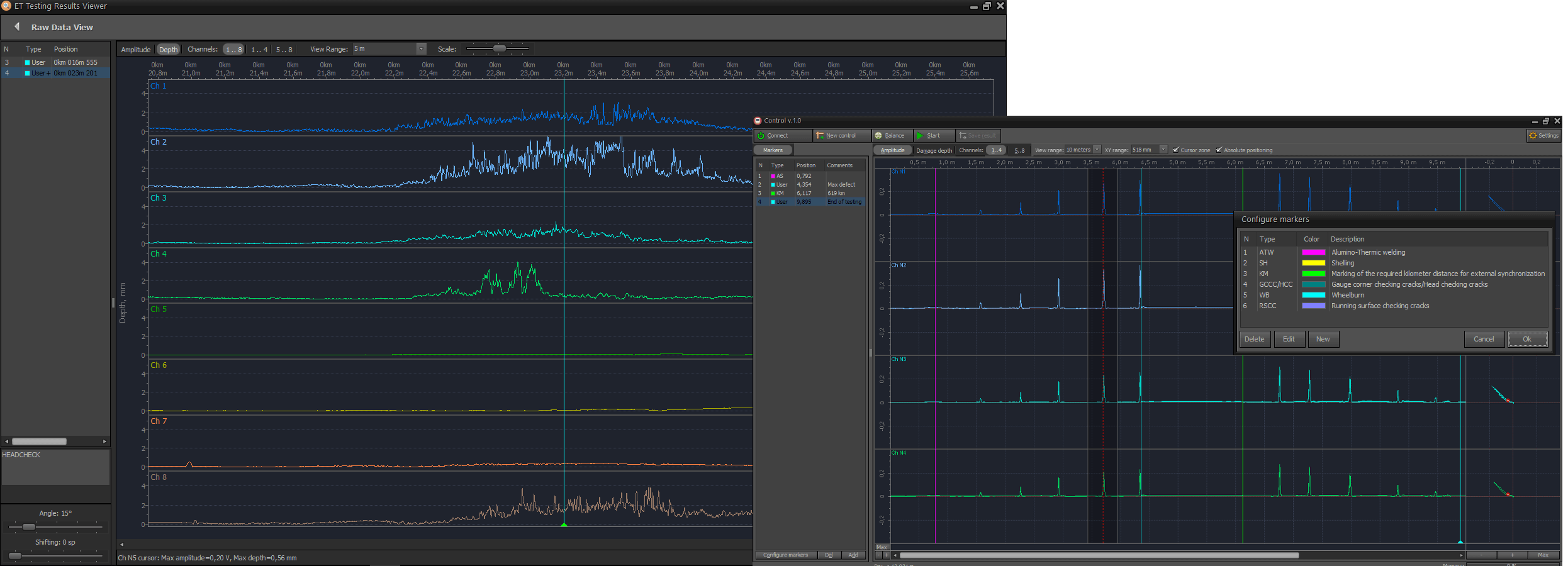 使用涡流单线探伤仪ETS2-77进行测试的专用软件