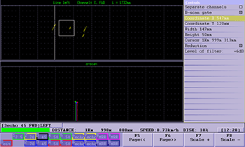 超声波单轨探伤仪UDS2-77. 程式模式 “B屏幕+ A屏幕”